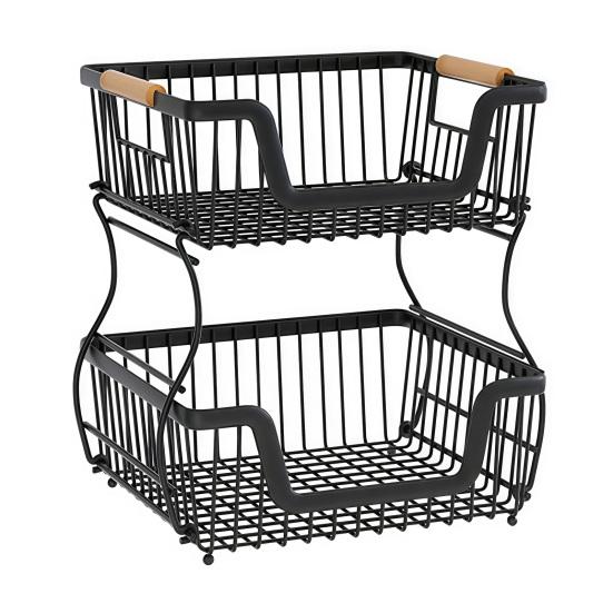 Heavy Duty Storage Stand 2/3 Layer Countertop Organizer Rack, Fruit Basket Stand, Metal Rack Space Saving Carbon Steel for Kitchen, Pantry