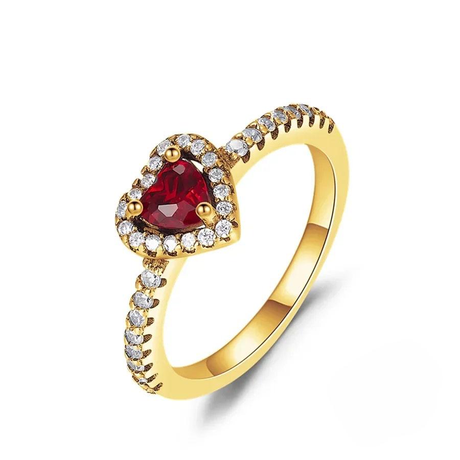925 Silver Pink Bow Ring Timeless  Red Blue Heart Finger Rings For Women Wedding Crystal Ring Jewelry Gift 2025