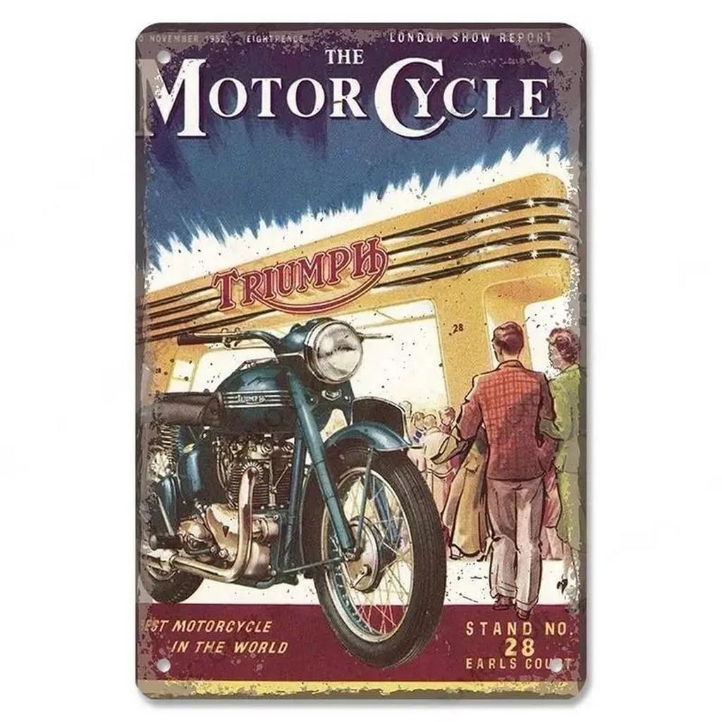 Pinup Motorcycle Metal Tin Signs Plaque Wall Decoration Vintage Art Posters Iron Painting for Man Cave Home Cafe Garden Club