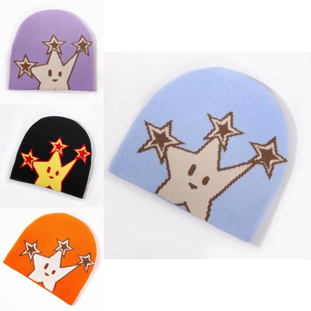 Knit Hat For Women Men With Star Pattern Warm Winter Wear For Outdoors