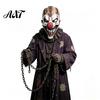 Horror Robber Cosplay Props Halloween Clown Mask, Realistic Latex Scary Mask with Blood Stained Scarred Red Nose for Haunted House Parties Costume