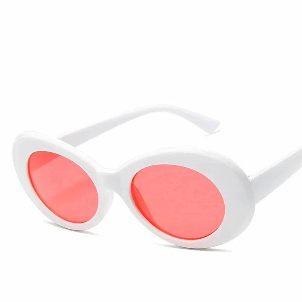 New Retro Large Frame Glasses Women Oval Sunglasses Ladies Trendy Vintage Goggle Women'S White Black Eyewear Uv400
