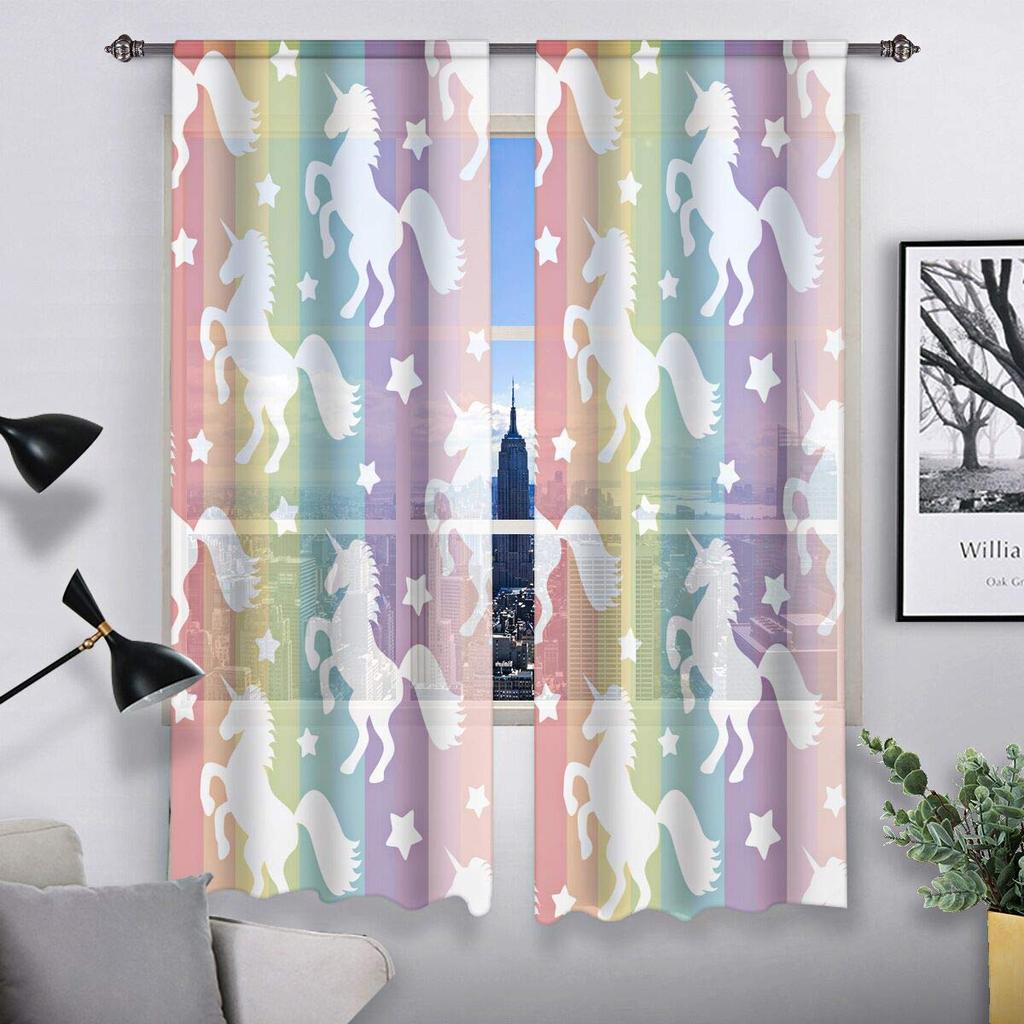 Unicorn Blackout Drape Rainbow High Shade Protection Window Drapes Unicorn Bed Chamber Living Area Room Deco for Girls Kids Set of 2 Panels