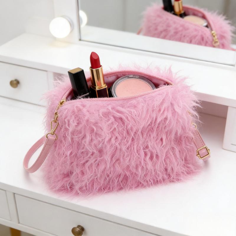 

Winter Faux Shearling Crossbody Bag for Women - Trendy Plush Shoulder Purse Polyester Material New Arrival 21X27X3cm
