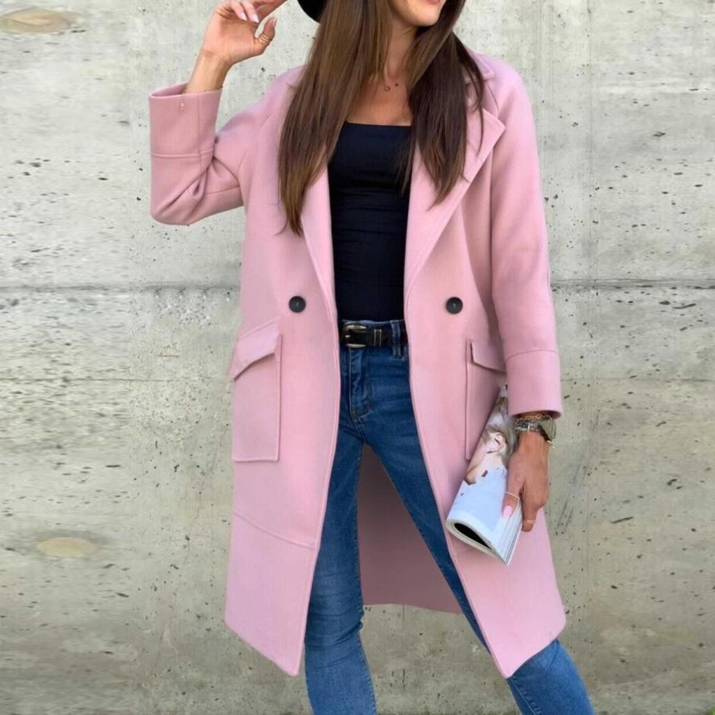 Women's Fashion Loose Casual Autumn And Winter Solid Color Button Tweed Jacket