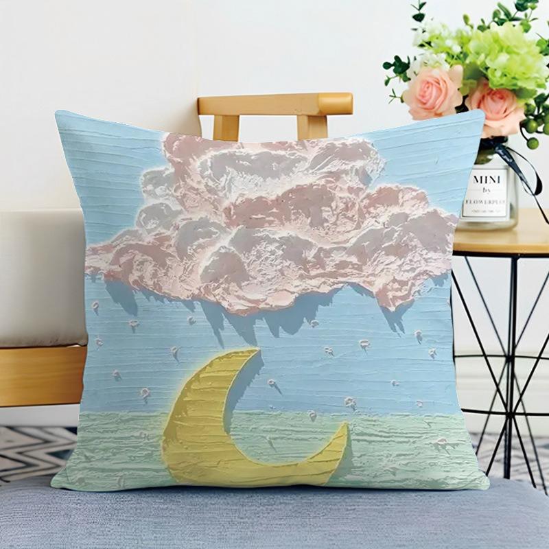 Ins Style Oil Painting Print Decorative Pillowcase Bedroom Living Room Square Cushion Pillowcase