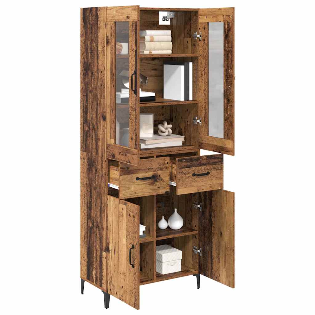Wall Mounted Highboard Reclaimed Wood Look 69.5 x 34 x 180 cm Particleboard