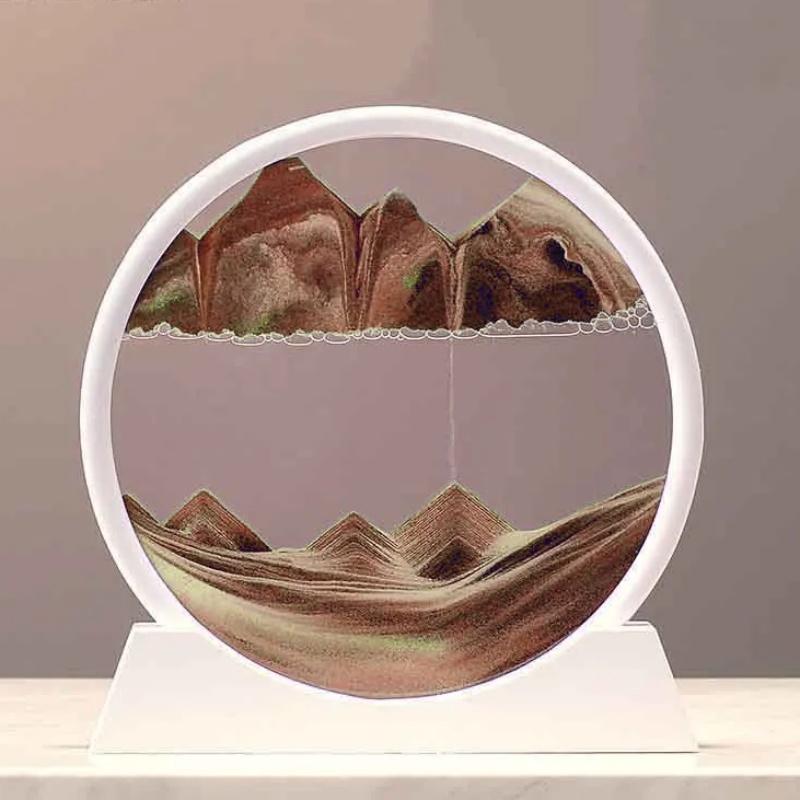 12 inch 3D nisip mișcătoare clepsidra de mare adâncime nisip imagine artă rotundă artizanat din sticlă care curge nisip pictură living decor acasă