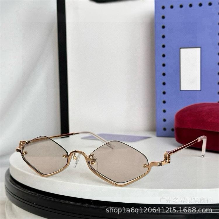 Luxury designer half-frame retro sunglasses, prismatic sunglasses, men's and women's European and American trend retro glasses S