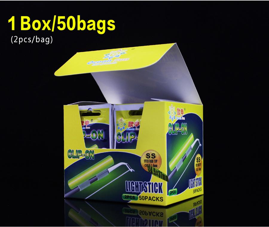 100 szt. 50 torebek Klips na wędkę Świetlik Wędkarski Lampki Wędkarskie Stoper do Spławika Świetliki Nocny Spławik Wędkarski Bobber Ciemne Świetliki