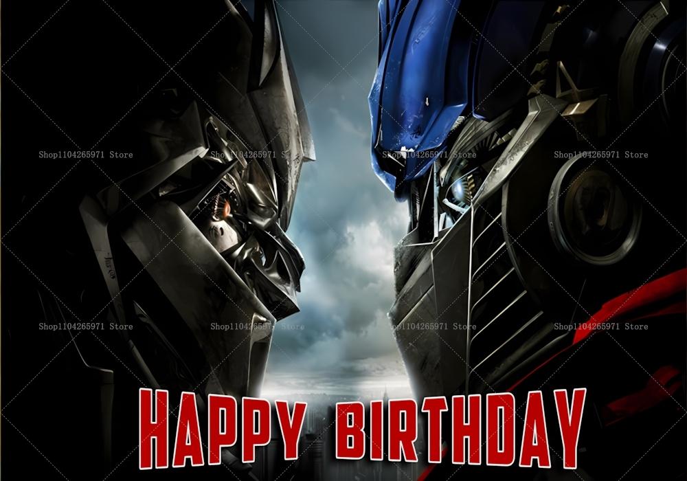 Fun Transformers Background Banner with Optimus Prime Theme for Kids, Children's Party Decoration