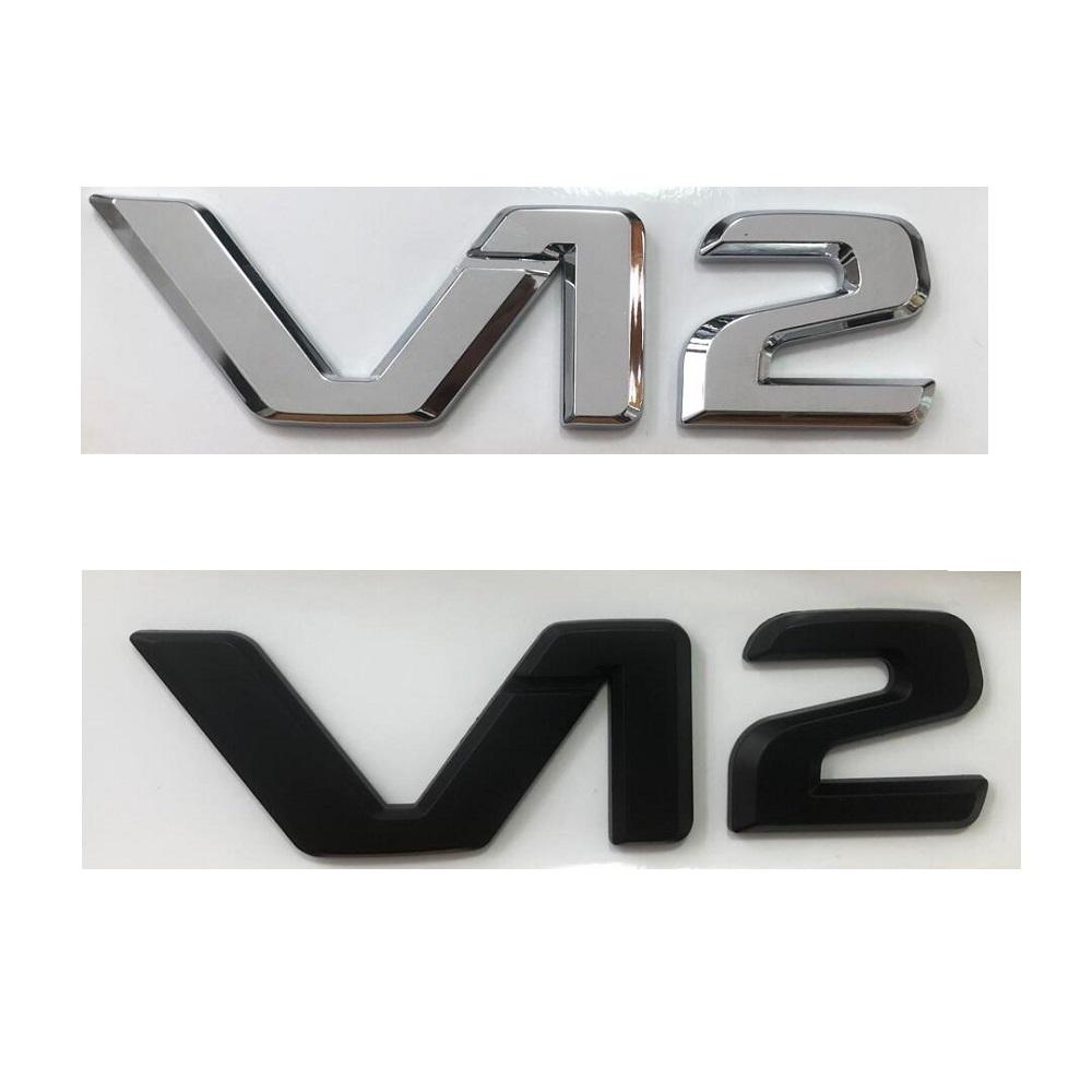 Chrome Black V12 V 12 Letters Sides Fender Badges Emblems for Mercedes Benz MAYBACH S500L S600L S63 S65 S65L AMG
