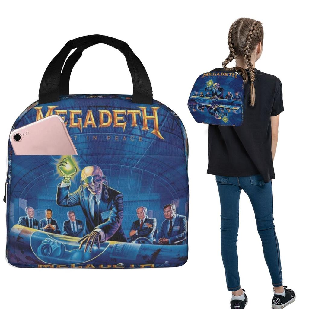 Megadeths Heavy Metal Band Insulated Lunch Bag for Women Kids Leakproof Food Boxes Thermal Lunch Box Tote