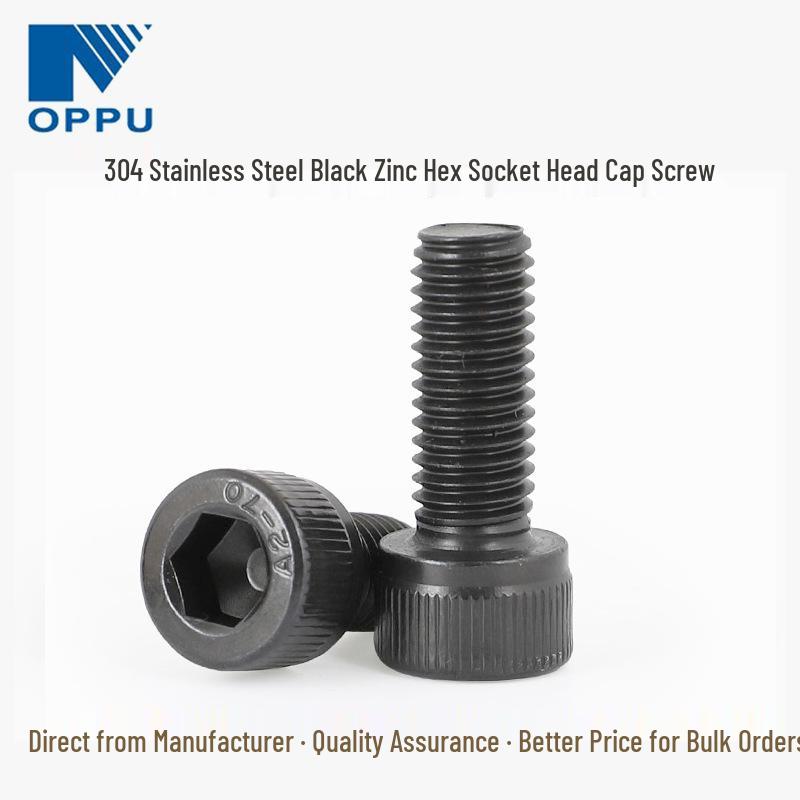 Black Zinc-Plated 304 Stainless Steel Hexagon Socket Head Screw, Anti-corrosion and Rust-proof.