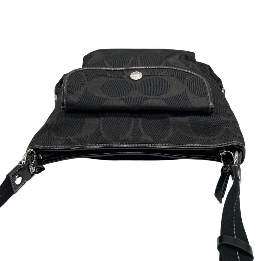 Used COACHShoulder Bag Black canvas/Patent Leather Women