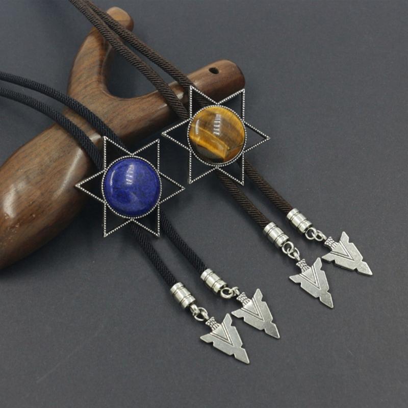 Cool Hexagram Tie Necktie Braided Shoestring Tie Western Necktie Necklace Male Rodeos Costume Accessory