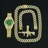 Hip Hop Persönlichkeit Pistolenanhänger Kubanische Kette Halskette Armband Uhr Set Modisches und Vielseitiges Herrenschmuck Geschenkbox Set
