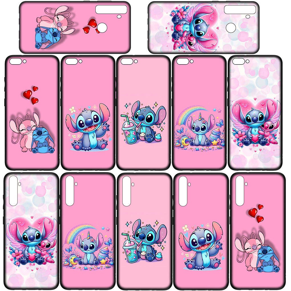 Phone Case for iPhone 17 16 15 Plus X 16E Huawei P30 P20 Lite Redmi Note 14 12 11 13 Pro Max OPPO A60 A80 A40 A18 A38 Blue Lilo Cute Stitch Pink Cover