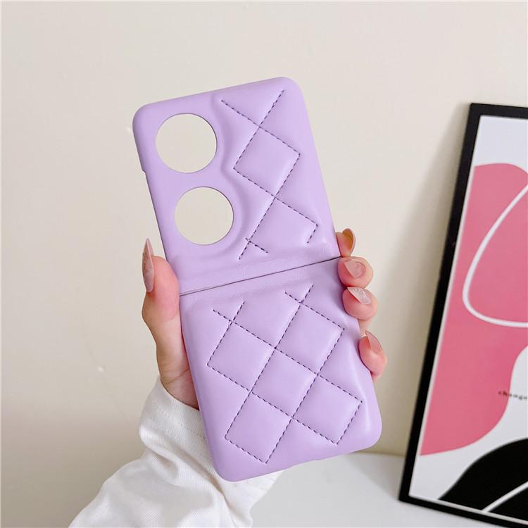 Applicable to Huawei P50 Pocket rhombus leather case, mobile phone case up and down folding screen PU hard case protective case, Japan and South Korea