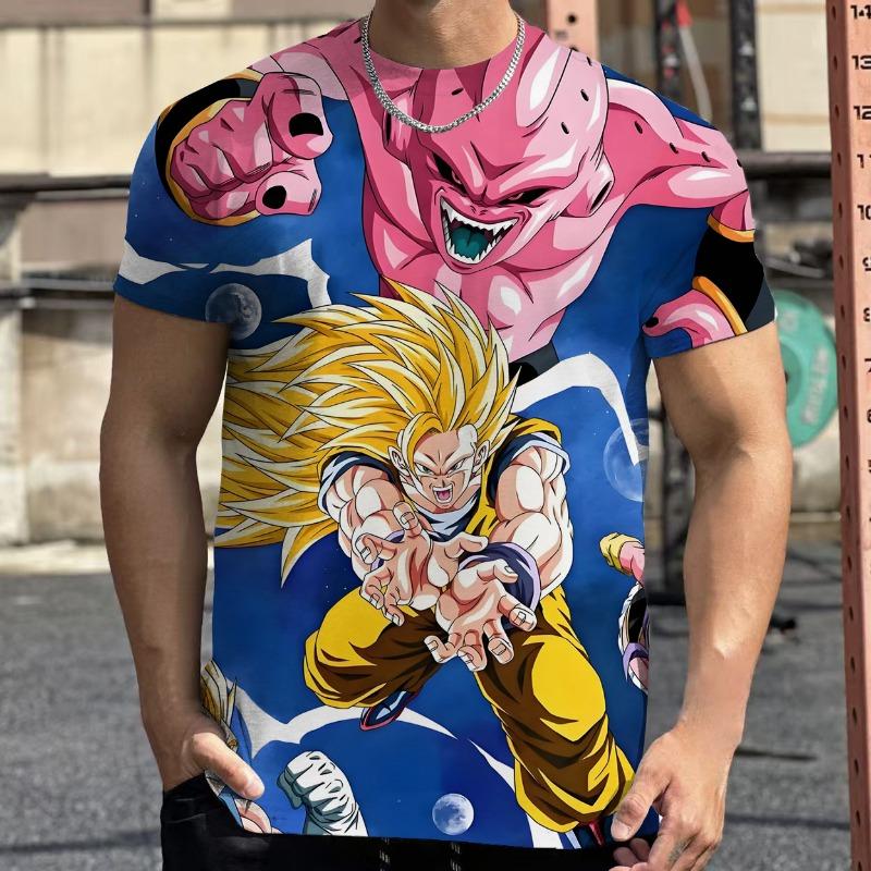 2026 Summer Dragon Ball Retro Fitness T-shirt Men's Oversized 3D Printed Short-sleeved Family Unisex Children's Sports Shirt