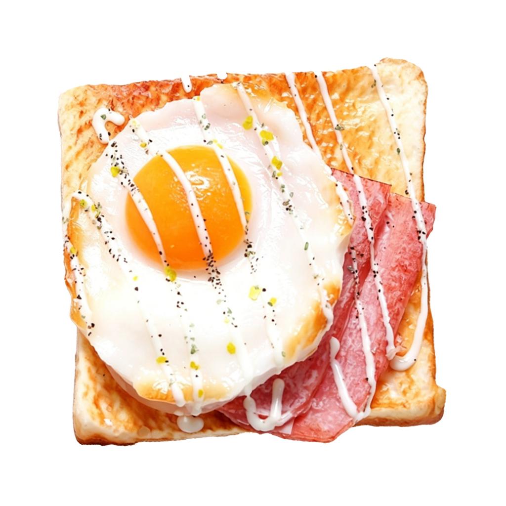 Simulation Bread Model Lifelike PU Model Prop with Fried Egg Water Proof Dust Proof Odor For Bakery Display