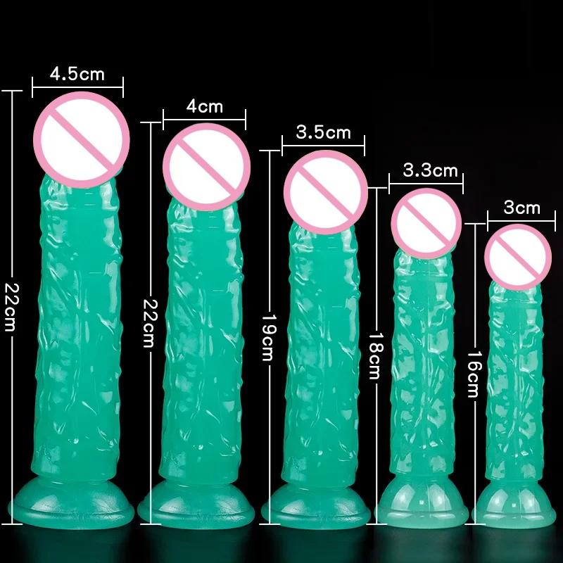 Glow-in-the-Dark Simulation Dildo Clitoris G-Spot Stimulator Prostate Massage Anal Plug Female Masturbator With Suction Cup Dild