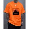 Men's Oversize Tee Clothing Sunset Printed O-neck Short Sleeve Summer Top for Man