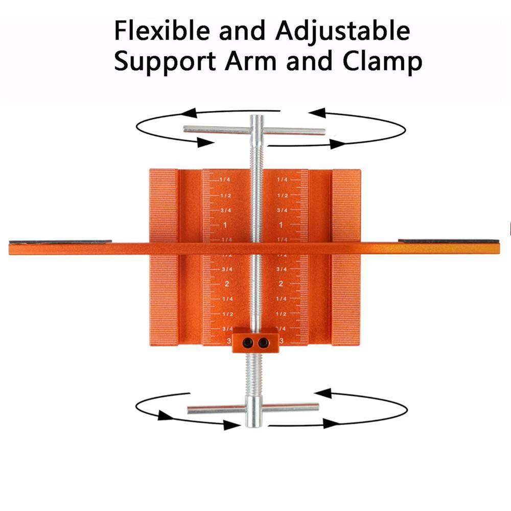 Cabinet Door Mounting Jig Aluminum Alloy Body Duty Tool for Face Frame or Frameless Cabinets Support Arm and Clamp Integrated