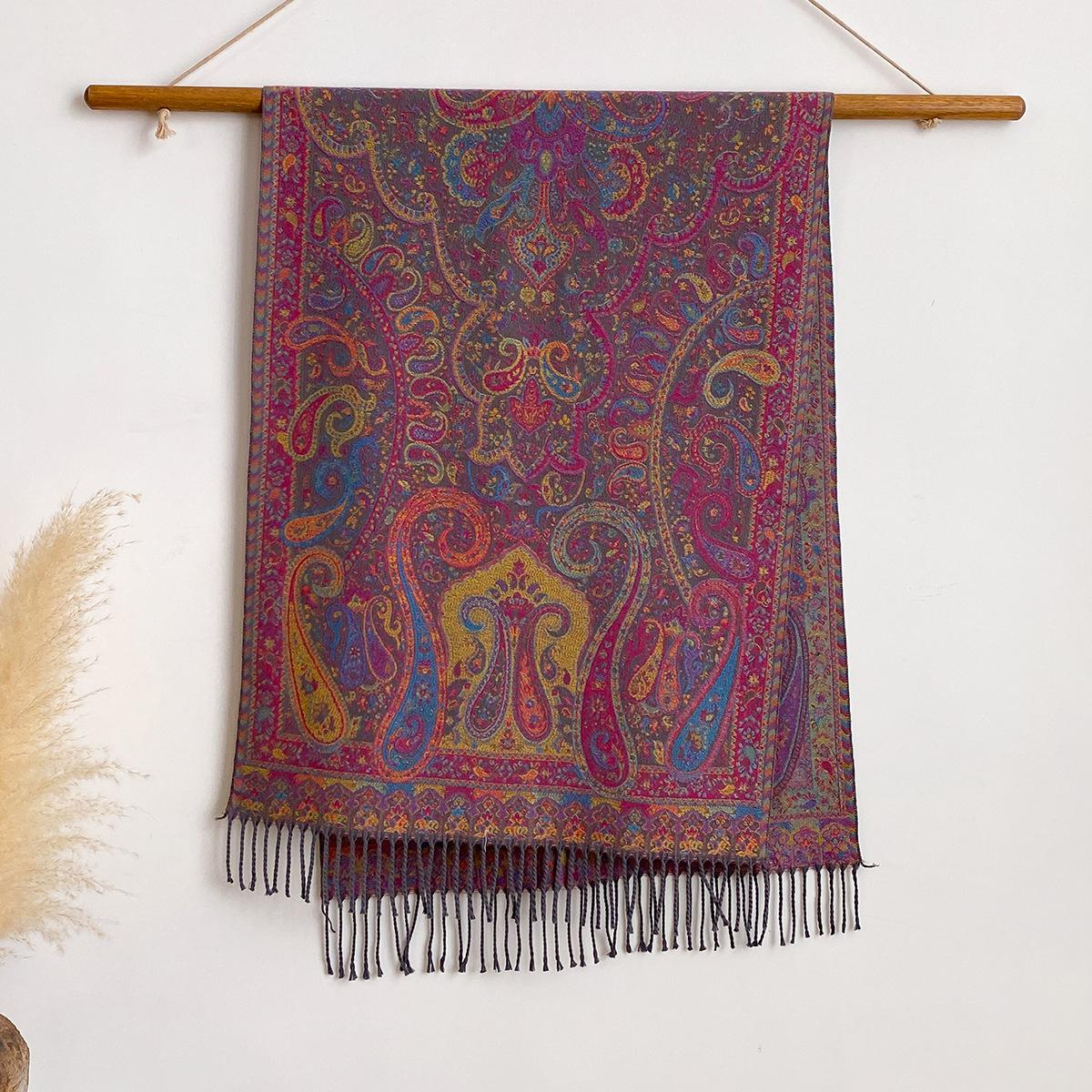 

Cashmere Scarf For Women Bohemian Versatile Jacquard Cashew Ethnic Style Large Shawl Long Scarf With Women S Scarves One Size