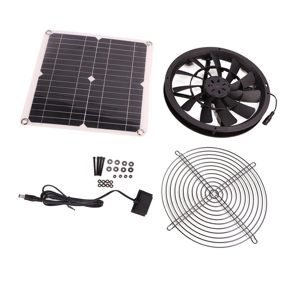 18V 12W Solar Exhaust Fan Kit Waterproof DC Brushless Round Solar Panel Cooling Fan for Workshop