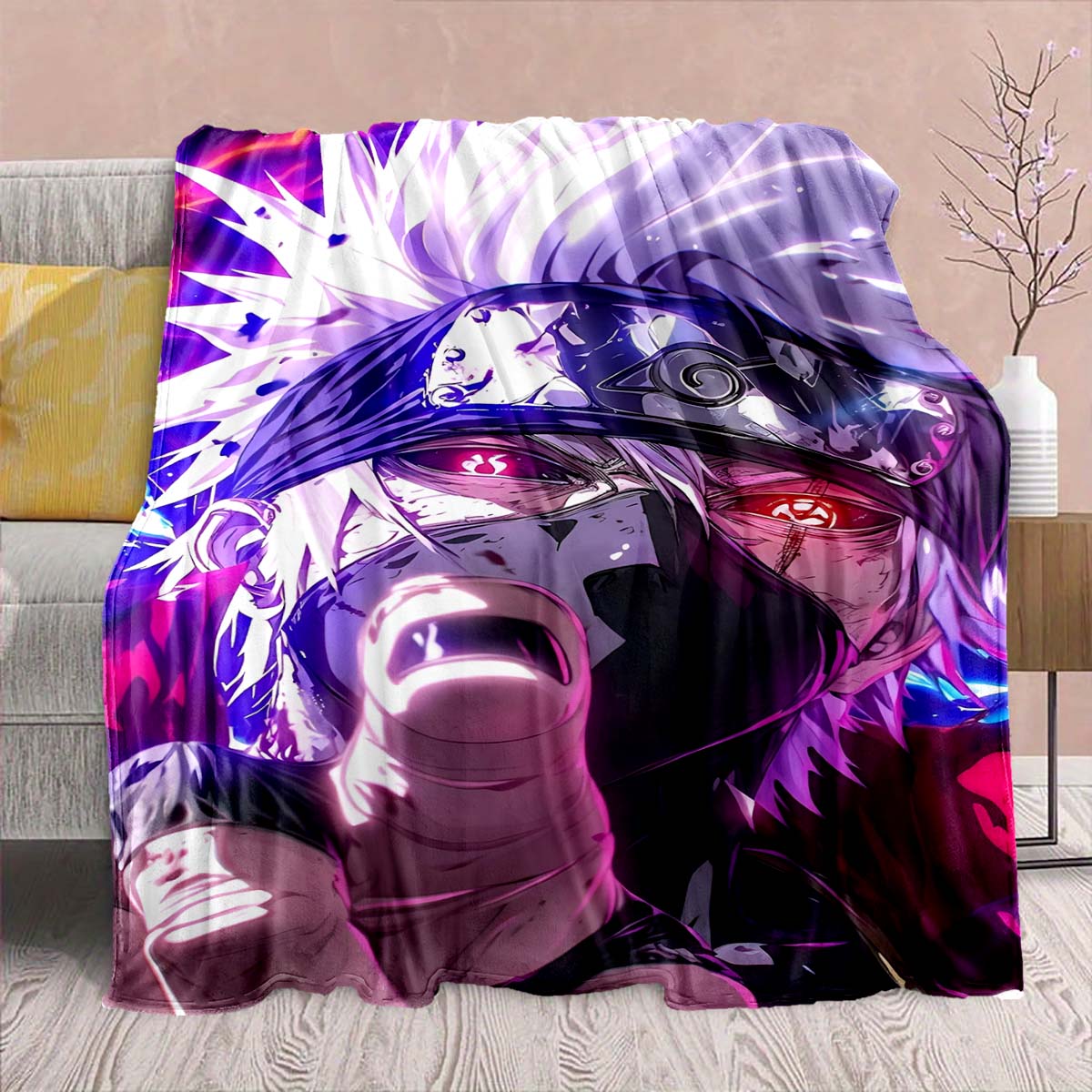 

Naruto Anime Flannel Blanket - Soft Warm Perfect for Sofa, Bedding Camping Travel Office Home Decor -QJY 75x90cm