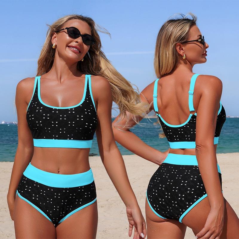 European and American Swimwear New Bikini Hole Cloth Split Swimsuit Spot Bikini
