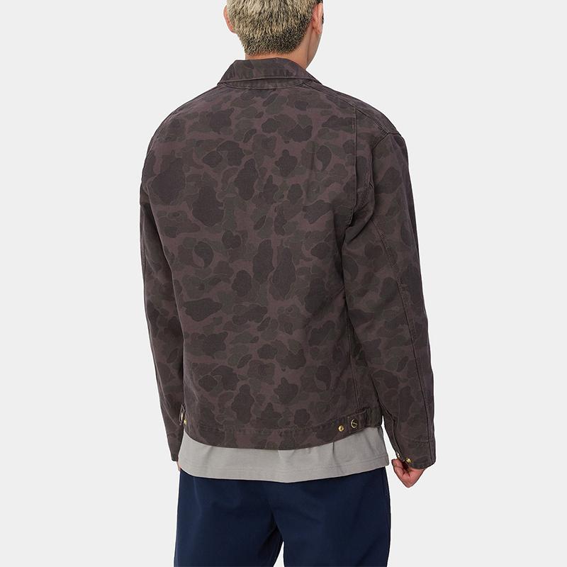 Carhartt WIP FW24 Duck Detroit Jacket Classic Zipper Chest Pocket Square Label Long Sleeve Detroit Jacket Men Jackets Brown I034281-2MR-GD