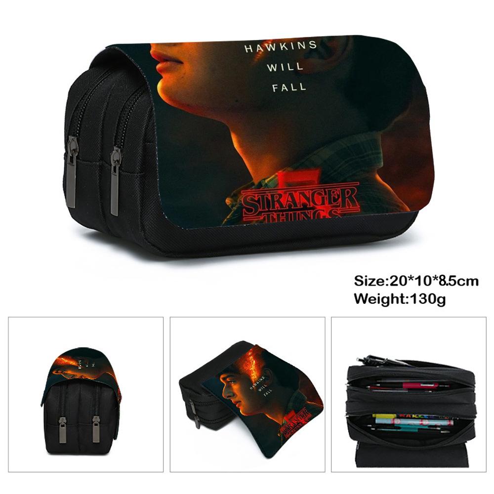 Stranger Things 5 Pencil Case, Large Capacity Multi-Layer Storage, Wear-Resistant Oxford Cloth Student Stationery Bag