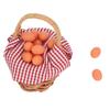   Egg Basket with Egg Red Plaid Pattern High Simulation Miniature Woven Baskets with Handles Doll House Decoration