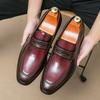 Fashion Britain Retro Men Pointed Penny Loafter Mixed Colors Patchwork Flats Oxford Leather Shoes Casual Loafers Formal Dress Footwear