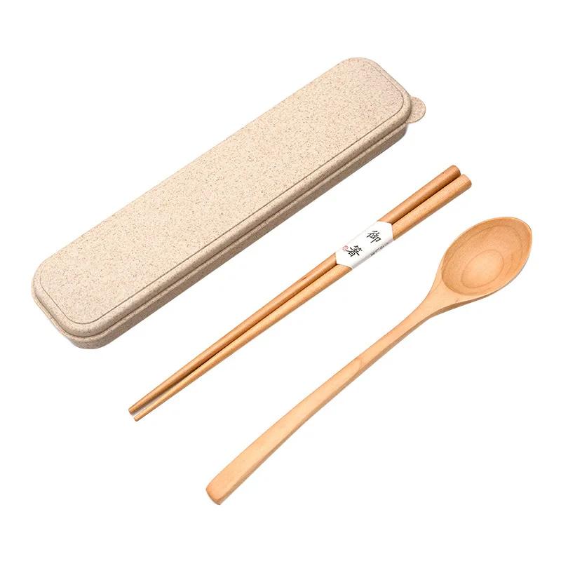 Natural Wooden Spoon & Fork Dinner Kit Rice Soups Utensil Cereal Handmade Home Tableware Dinnerware Cutlery for Kicthen