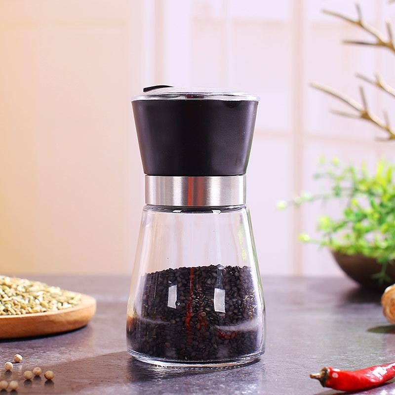 Manual Salt Pepper Grinder Stainless Steel Glass Spice Bottle Household Kitchen Gadgets