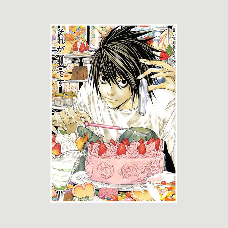 

Классический японский постер с надписью «Тетрадь смерти» с мультяшной фигуркой L. Ретро-постеры и принты на белой бумаге. Живопись. Декор для дома. Бар. Украшение гостиной. Фреска. 30x21cm