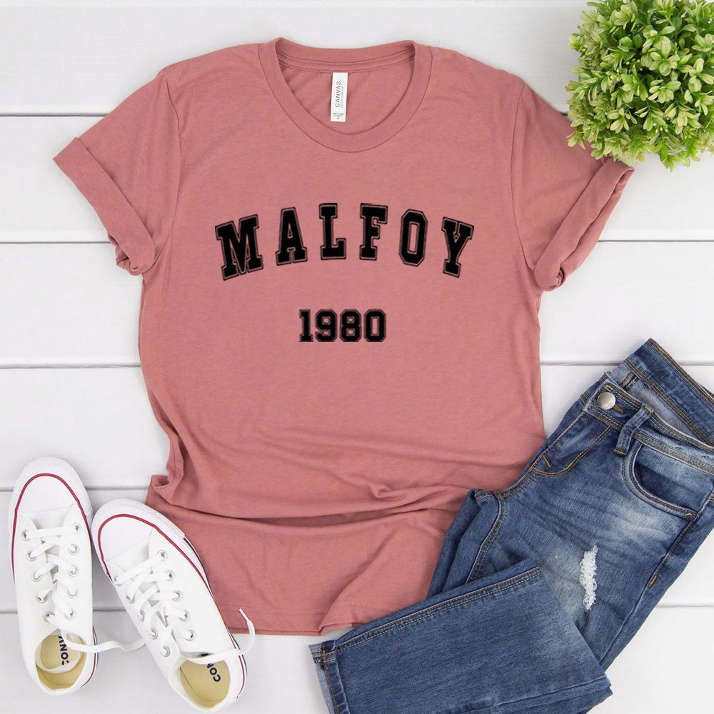 Malfoy1980 Tshirt Magic Movie Inspired Wizard World Shirt Vintage Magic Wizard School Tees Women Draco Malfoy Shirts