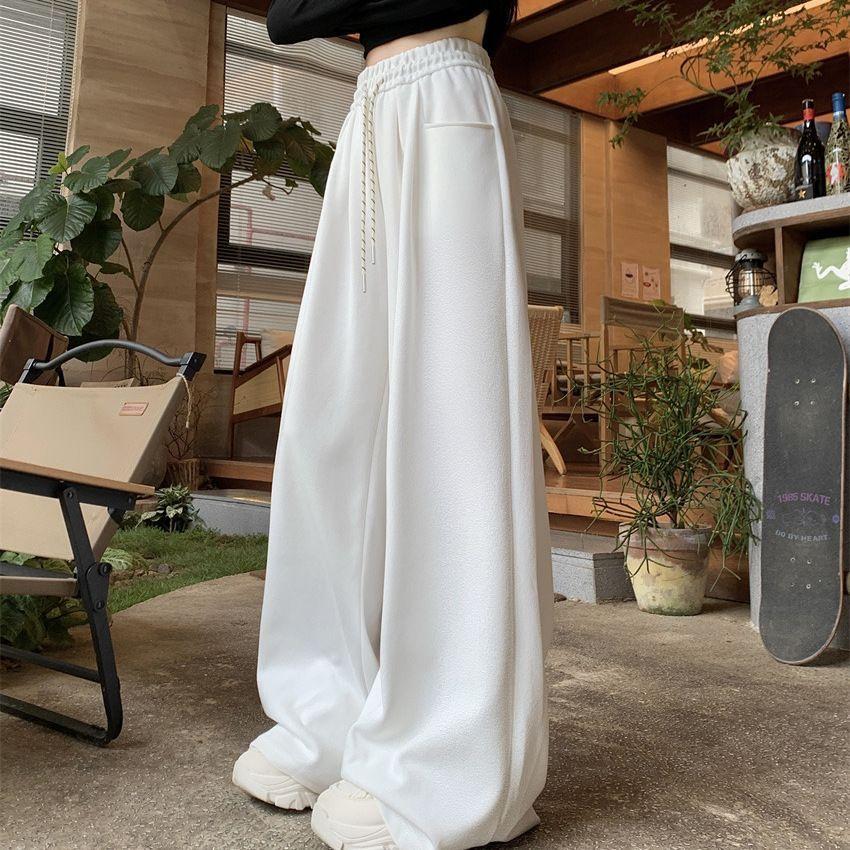 Spring and Summer Floor-mopping Pants Sweatpants Women's Lazy Style High-waisted Wide-leg Pants Drape Versatile Elastic Waist Casual Pants Women