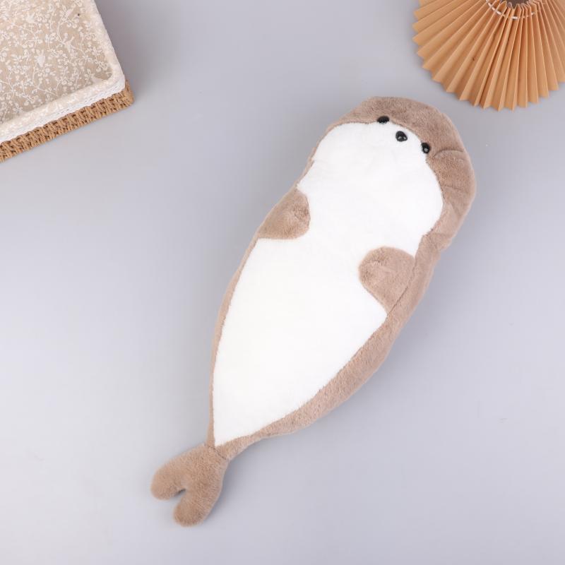 1 Piece Brown Seal Stuffed Animal Birthday Gift For Boys And Girls Kawaii Cartoon Sea Creature Sea Otter Plush Doll Pillow