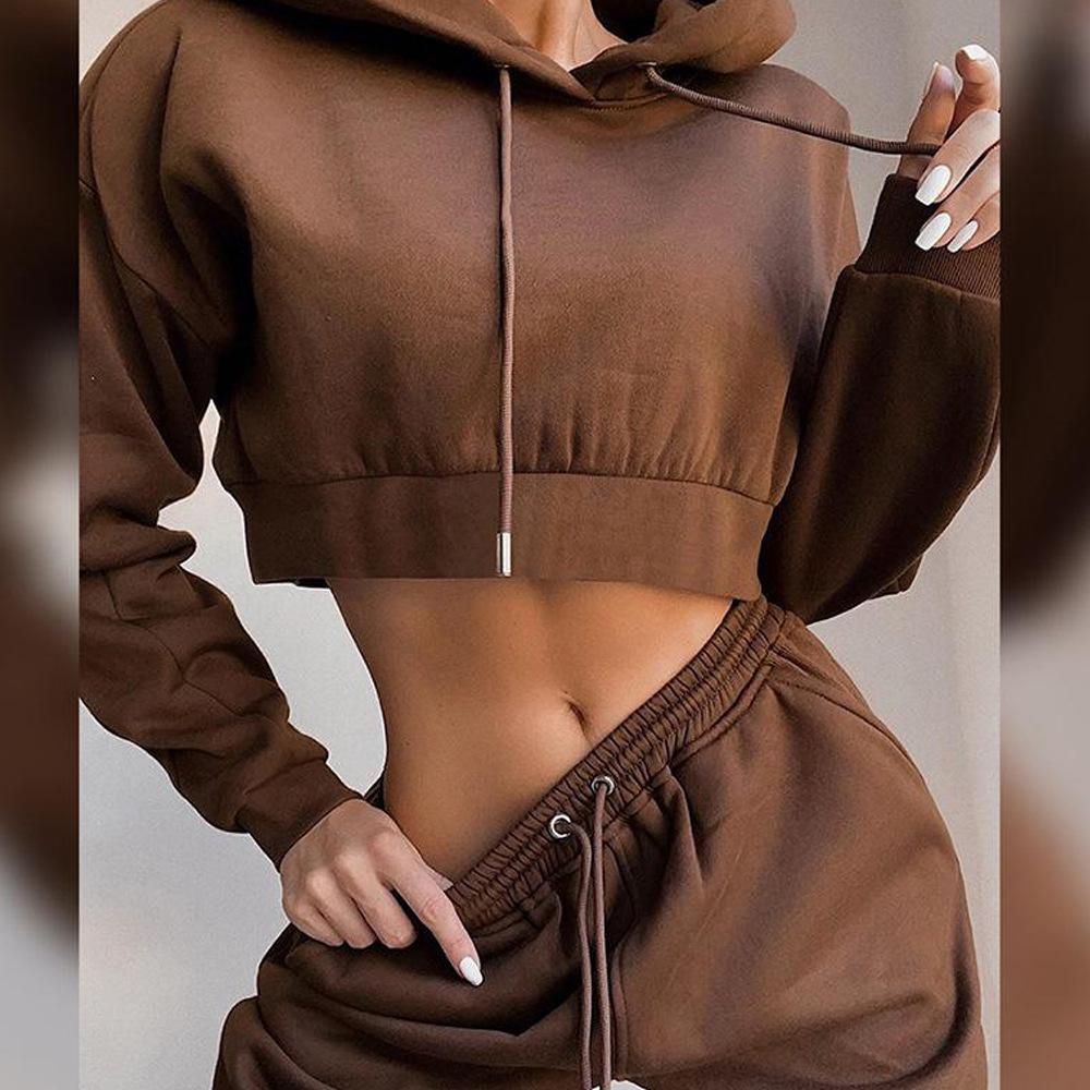 2023 Women's Plus Size Velvet Sweater & Hooded Jogger Set, Long-Sleeve Sports Leisure Two-Piece