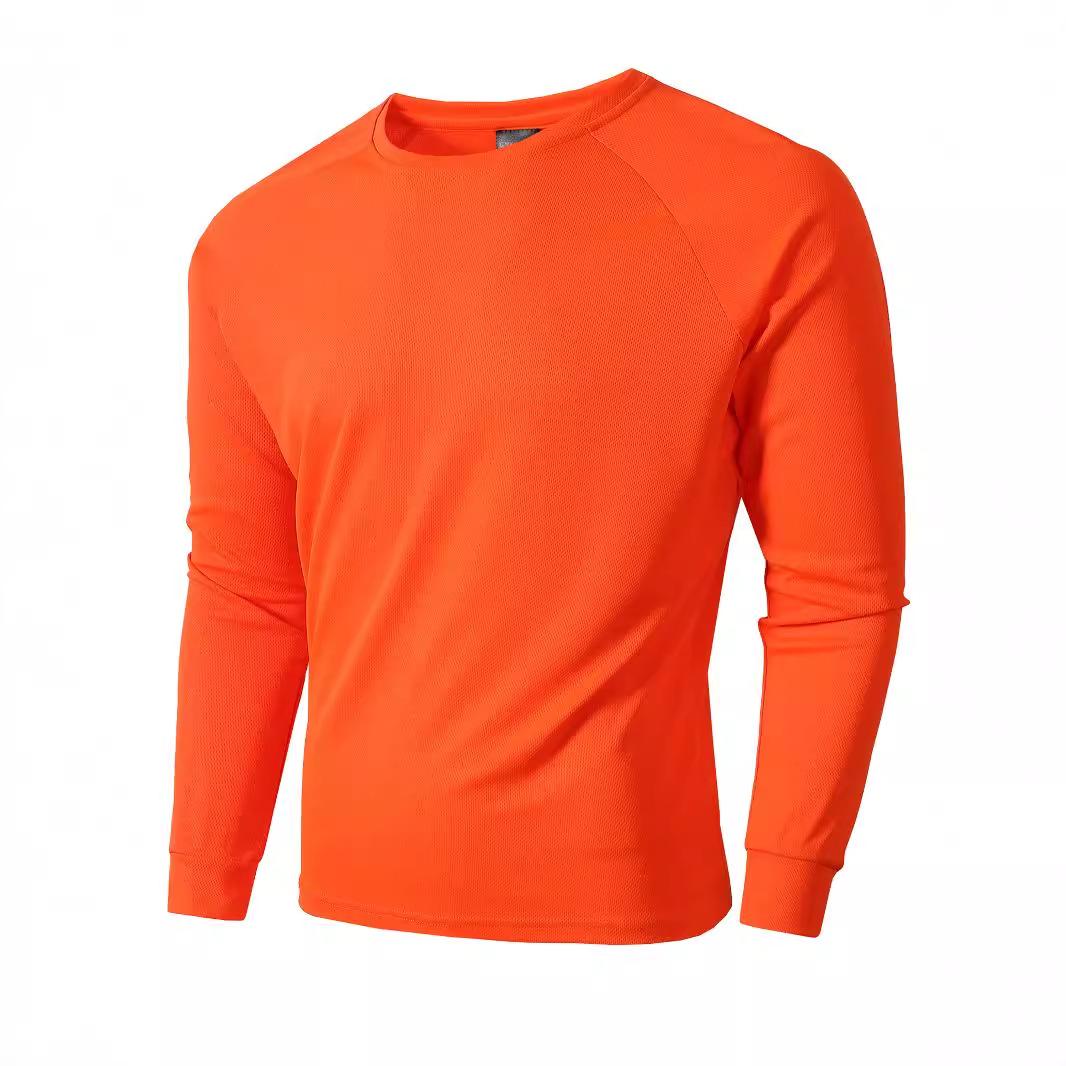 

Новая приталенная футболка с круглым вырезом и длинными рукавами для мужчин, сетчатая ткань, персонализированный стиль, повседневная базовая футболка для мужчин 3XL оранжевый