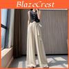 Womens Loose Fit Summer Pants With Spliced Wool Fabric For Casual Wear