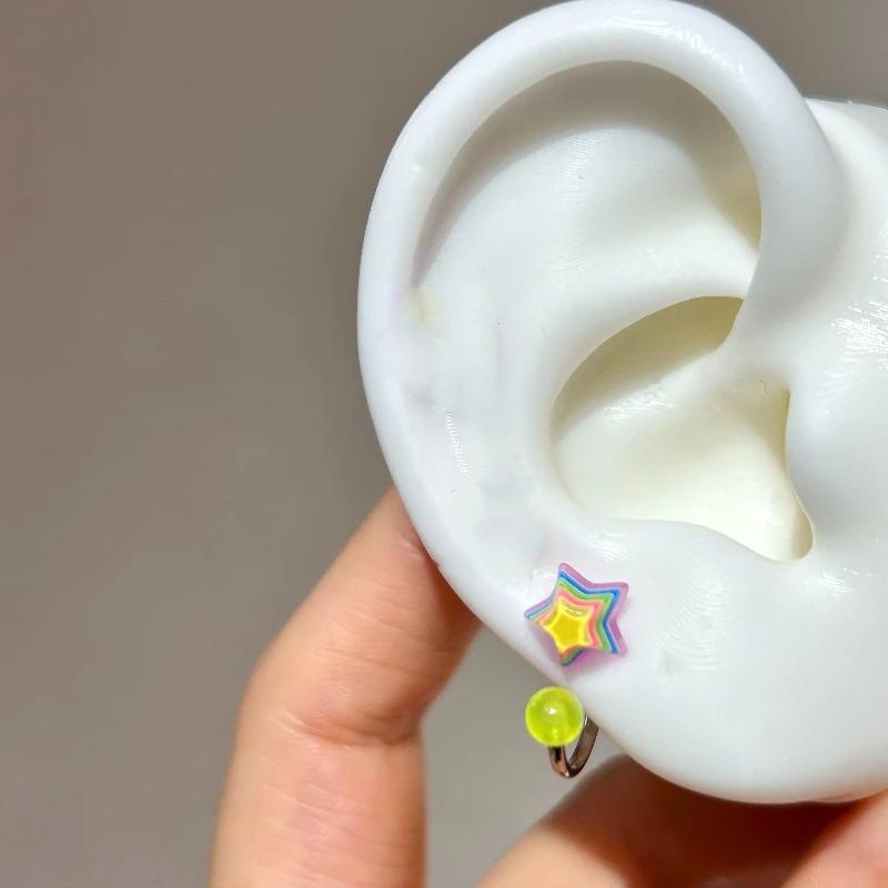 1PCS Cute Heart Arrow Pink Zircon Ear Bone Nail New Fashion Y2K Punk Small Earring for Women Girl Cochlea  Party Gift