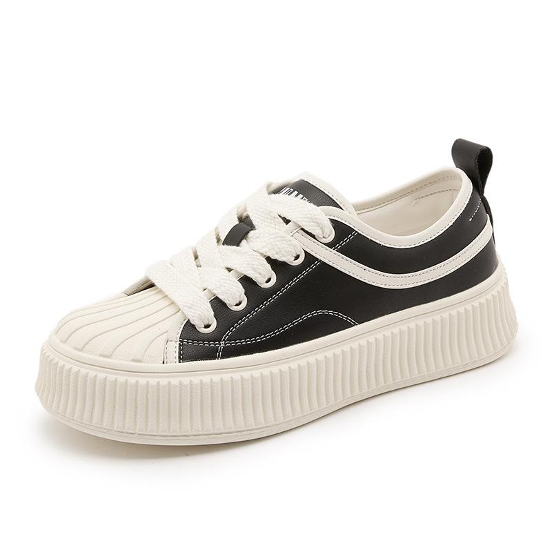 

Leather muffin thick-soled shell head little white shoes children 2025 spring and autumn new fashion explosion casual board shoes women 40