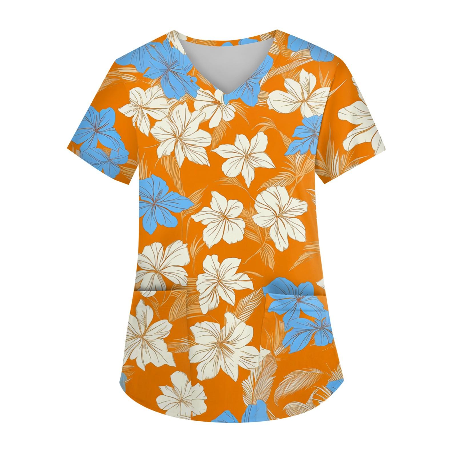 

Женская мода V-образный вырез короткий рукав комбинезон с карманами принт топы одежда XL шафрановый