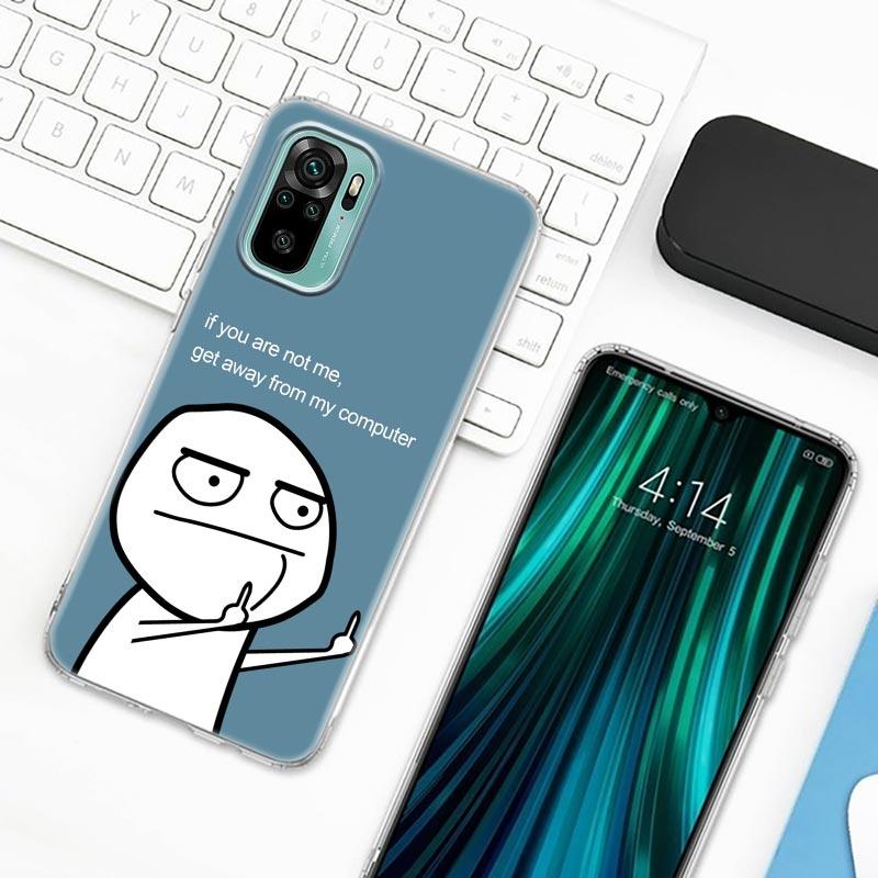 Zabawny człowiek Środkowy palec Fucek etui na telefon do Xiaomi Redmi Note 9s 8 11 7 9 10 Pro 10s 11s Przezroczysta obudowa Czerwona obudowa mi Note 8Pro K40
