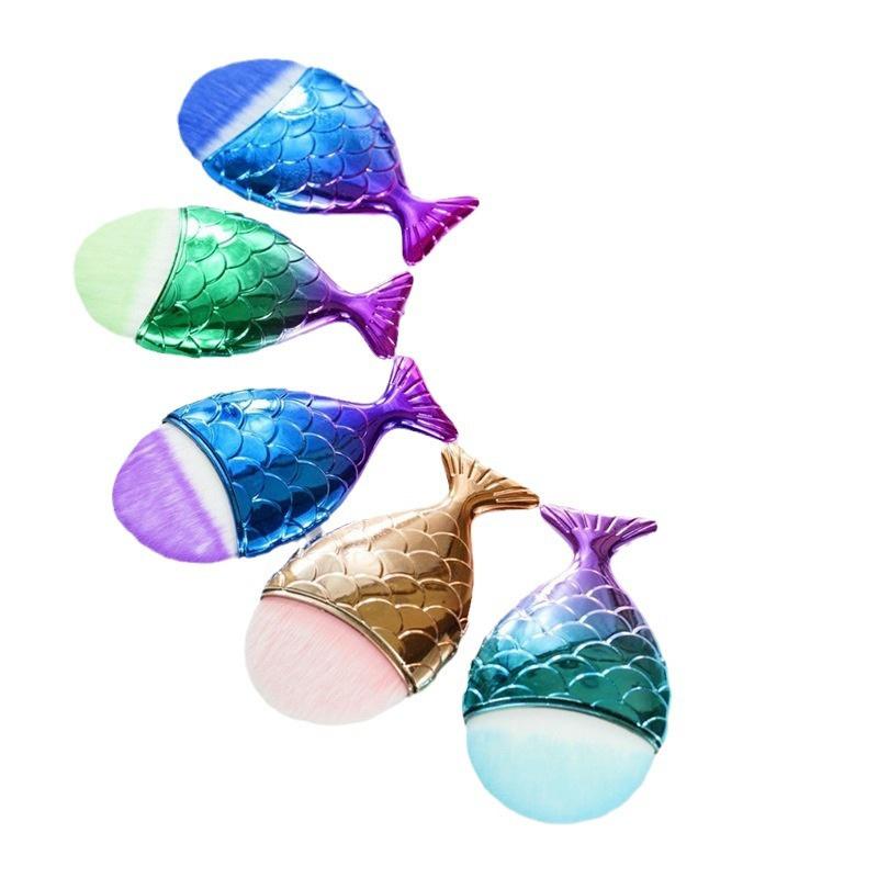 

Новая кисть для макияжа русалки, Одиночная кисть для макияжа, Кисть для тональной основы в форме рыбы 1pc синий